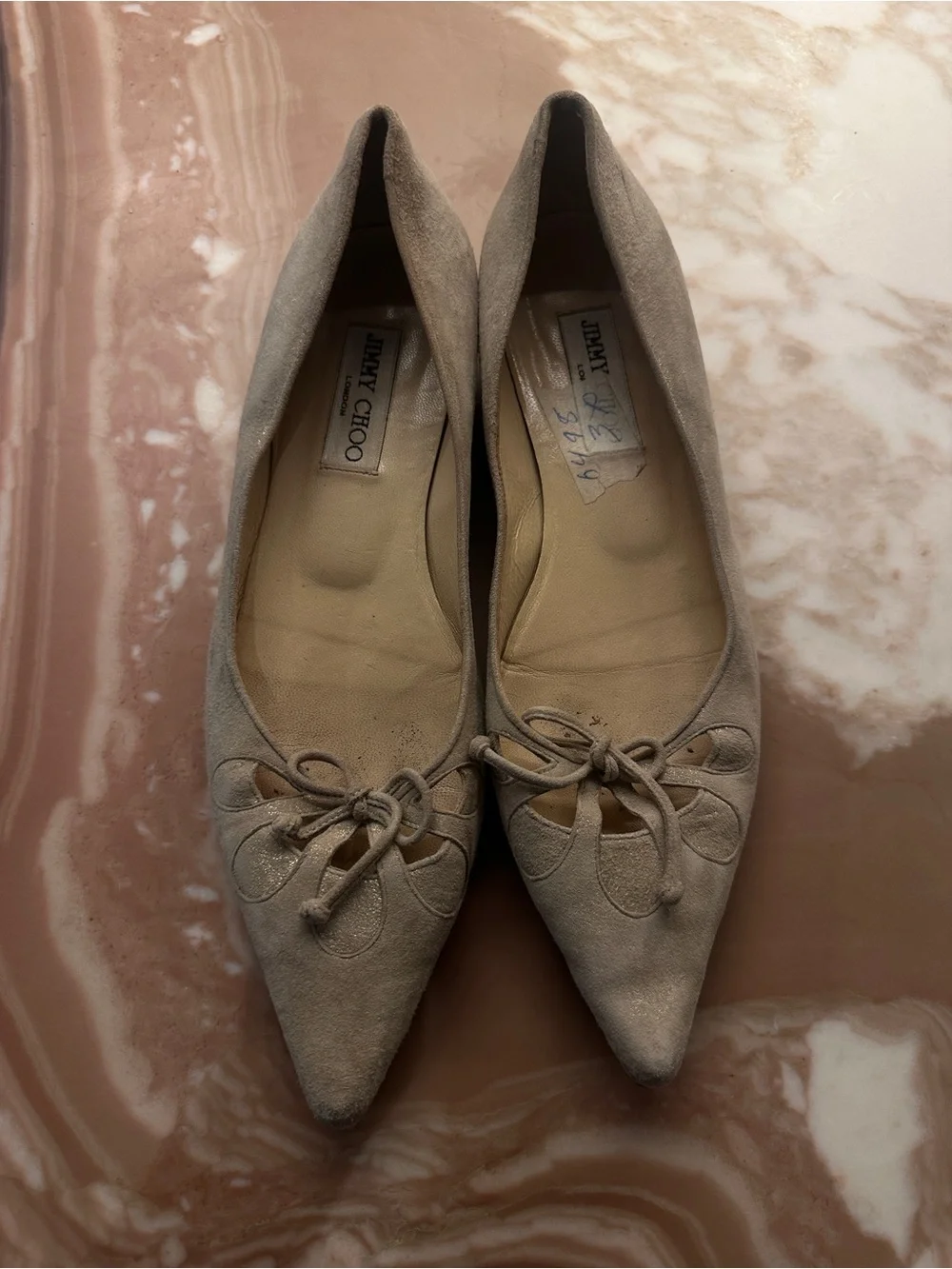 Jimmy Choo pointed flats with flower detail